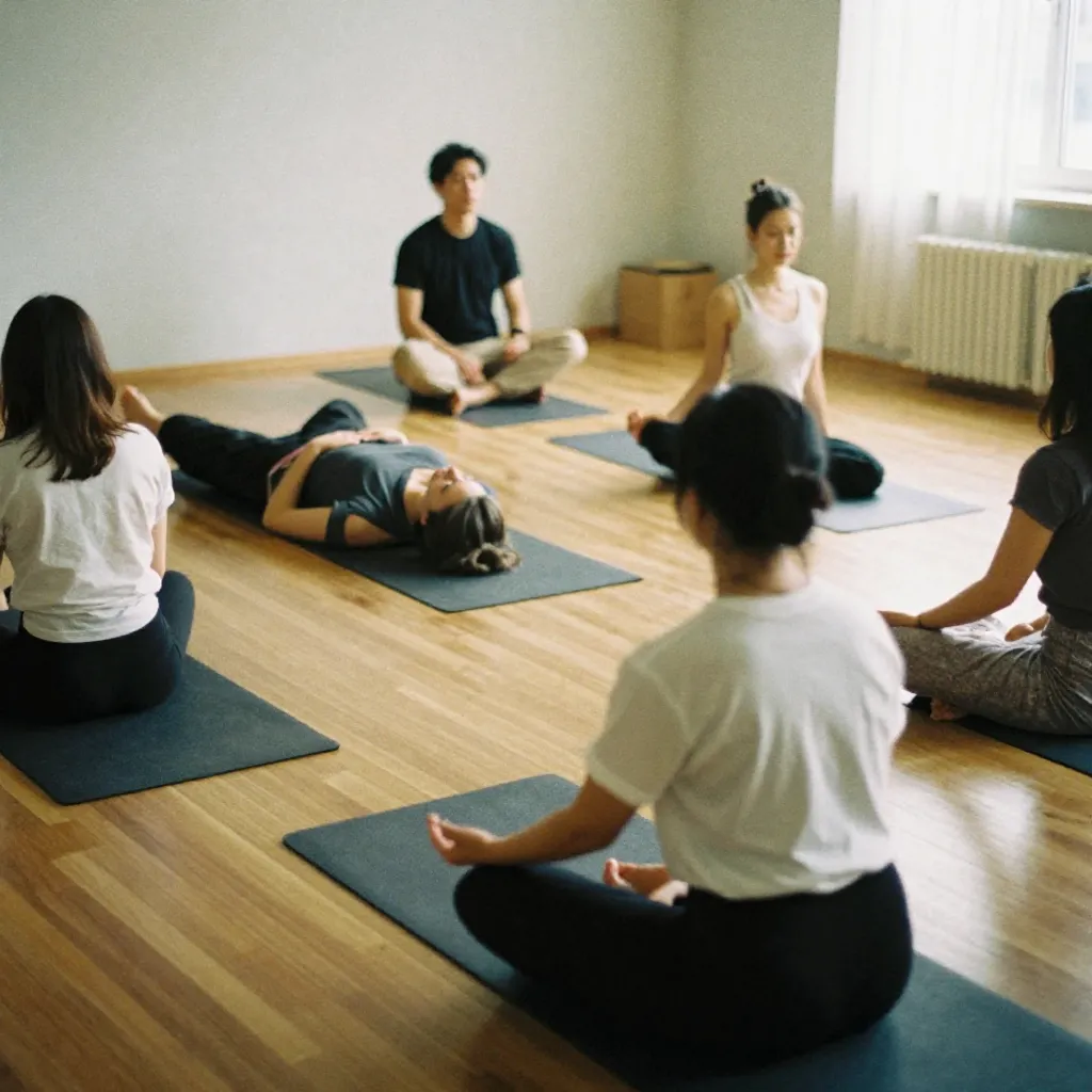 Soft-lit quiet room prepared for a small group session